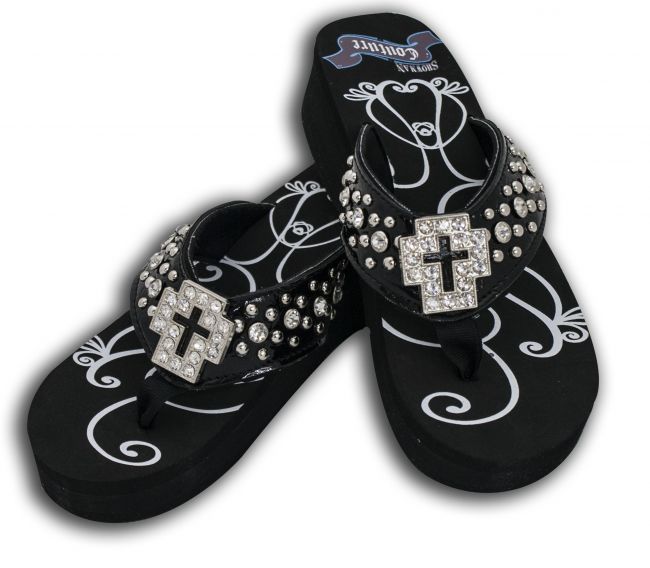 Ladies western bling flip flops with 